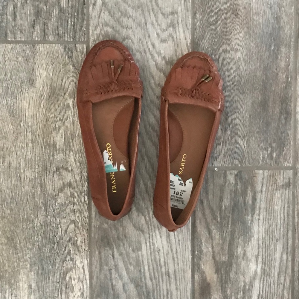 Tan moccasins